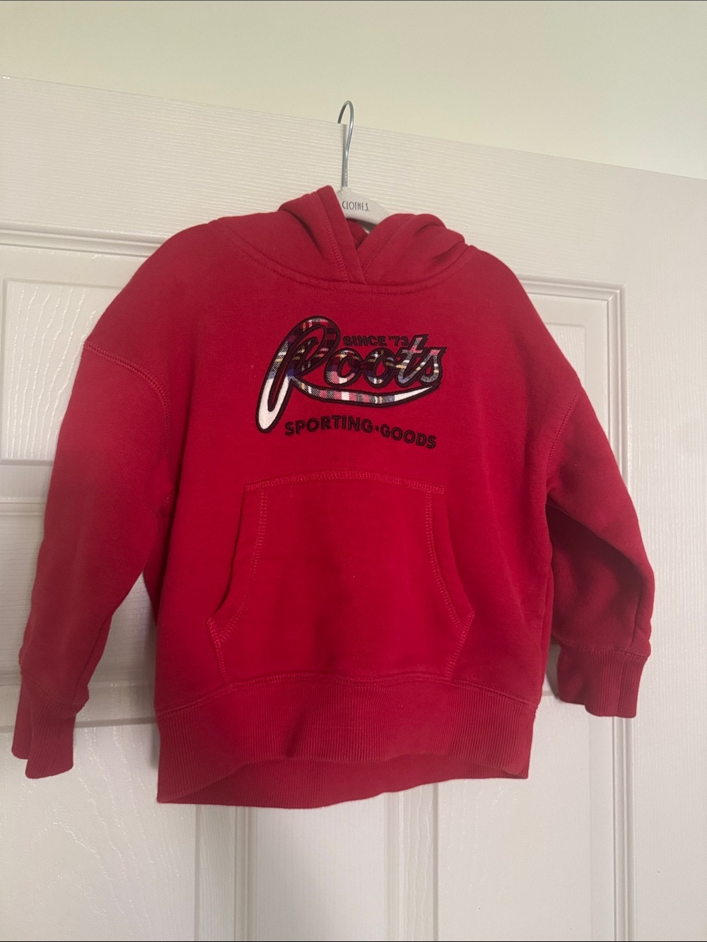 Roots Red Kids Hoodie with Script Logo